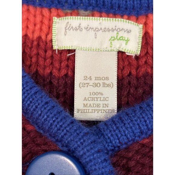 First Impressions Play Girl's Rainbow Stripe Boho Cardigan Sweater 24 Months - Picture 2 of 5